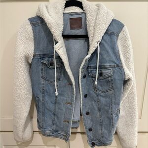 Maurices Blue and White Jean Jacket with Sherpa Lining
